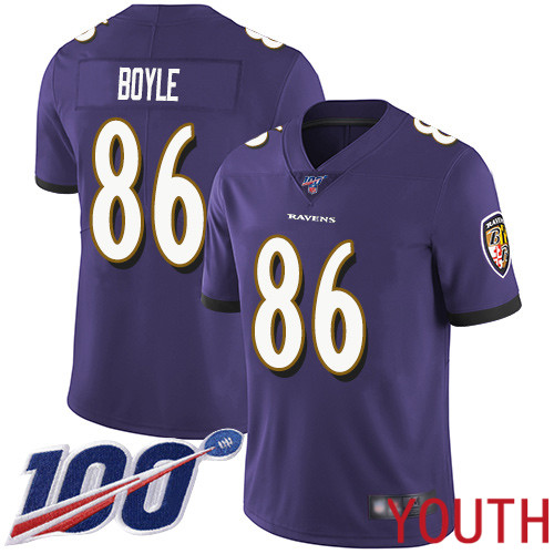 Baltimore Ravens Limited Purple Youth Nick Boyle Home Jersey NFL Football #86 100th Season Vapor Untouchable->youth nfl jersey->Youth Jersey